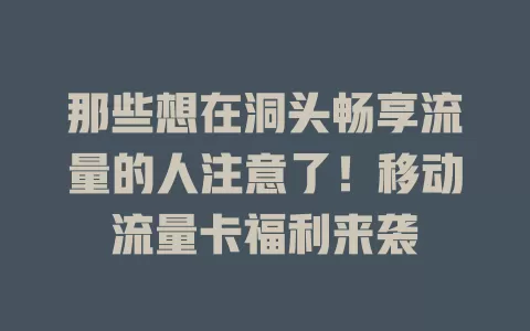那些想在洞头畅享流量的人注意了！移动流量卡福利来袭
