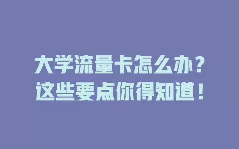 大学流量卡怎么办？这些要点你得知道！