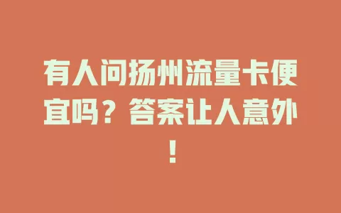 有人问扬州流量卡便宜吗？答案让人意外！