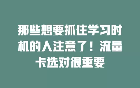 那些想要抓住学习时机的人注意了！流量卡选对很重要