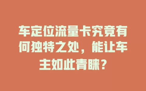车定位流量卡究竟有何独特之处，能让车主如此青睐？