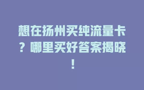 想在扬州买纯流量卡？哪里买好答案揭晓！