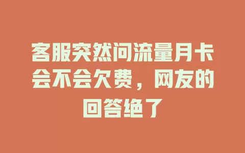 客服突然问流量月卡会不会欠费，网友的回答绝了