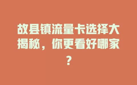 故县镇流量卡选择大揭秘，你更看好哪家？