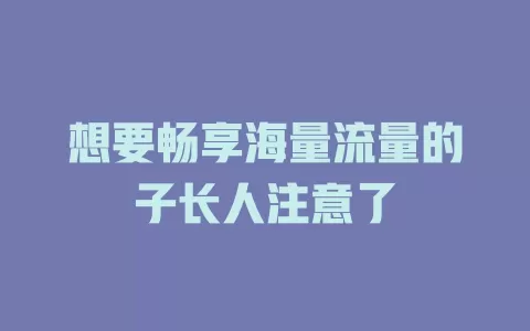 想要畅享海量流量的子长人注意了