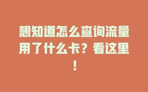 想知道怎么查询流量用了什么卡？看这里！