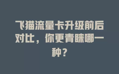 飞猫流量卡升级前后对比，你更青睐哪一种？