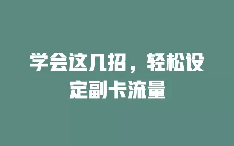 学会这几招，轻松设定副卡流量