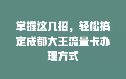 掌握这几招，轻松搞定成都大王流量卡办理方式