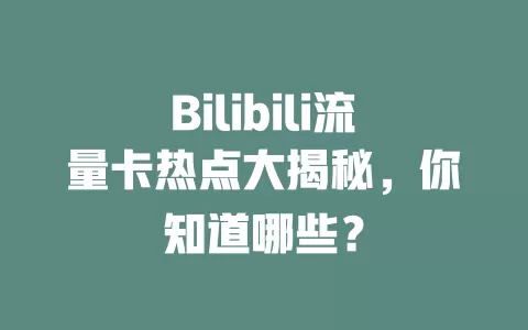 Bilibili流量卡热点大揭秘，你知道哪些？