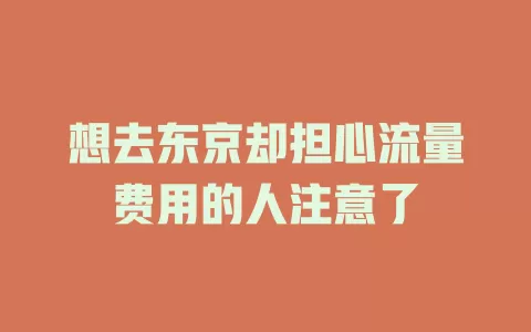 想去东京却担心流量费用的人注意了