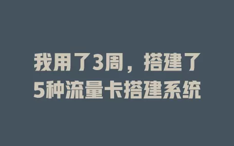 我用了3周，搭建了5种流量卡搭建系统