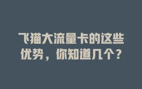 飞猫大流量卡的这些优势，你知道几个？