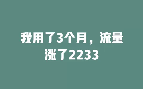 我用了3个月，流量涨了2233