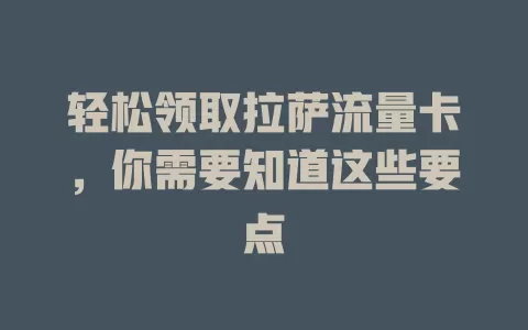 轻松领取拉萨流量卡，你需要知道这些要点