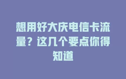 想用好大庆电信卡流量？这几个要点你得知道