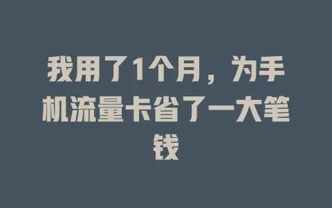 我用了1个月，为手机流量卡省了一大笔钱