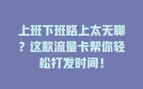 上班下班路上太无聊？这款流量卡帮你轻松打发时间！
