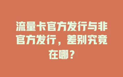 流量卡官方发行与非官方发行，差别究竟在哪？