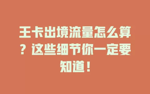 王卡出境流量怎么算？这些细节你一定要知道！