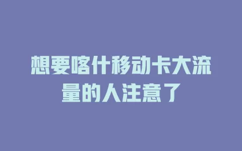 想要喀什移动卡大流量的人注意了