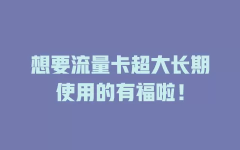 想要流量卡超大长期使用的有福啦！