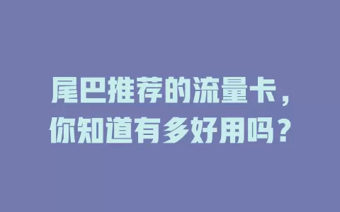 尾巴推荐的流量卡，你知道有多好用吗？
