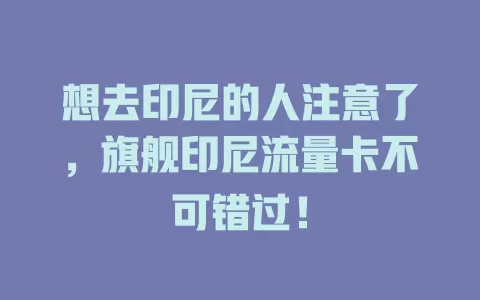 想去印尼的人注意了，旗舰印尼流量卡不可错过！