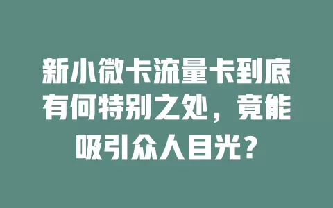 新小微卡流量卡到底有何特别之处，竟能吸引众人目光？