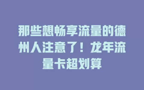 那些想畅享流量的德州人注意了！龙年流量卡超划算
