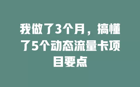 我做了3个月，搞懂了5个动态流量卡项目要点