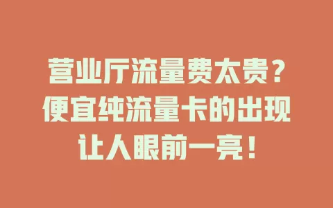 营业厅流量费太贵？便宜纯流量卡的出现让人眼前一亮！
