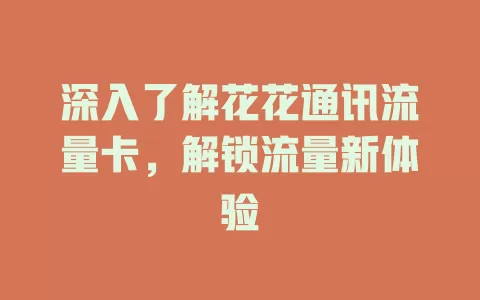 深入了解花花通讯流量卡，解锁流量新体验