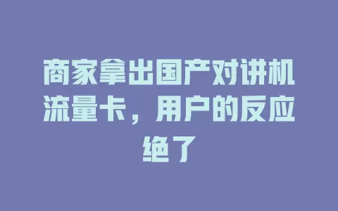 商家拿出国产对讲机流量卡，用户的反应绝了