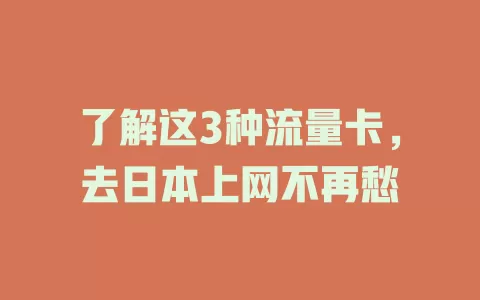 了解这3种流量卡，去日本上网不再愁