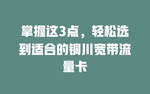 掌握这3点，轻松选到适合的铜川宽带流量卡