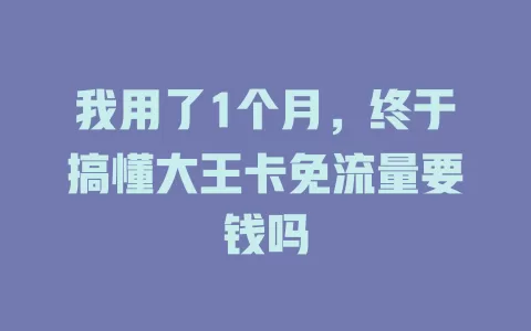 我用了1个月，终于搞懂大王卡免流量要钱吗