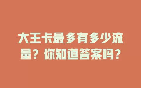 大王卡最多有多少流量？你知道答案吗？