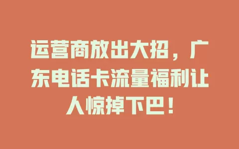 运营商放出大招，广东电话卡流量福利让人惊掉下巴！