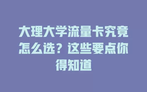 大理大学流量卡究竟怎么选？这些要点你得知道