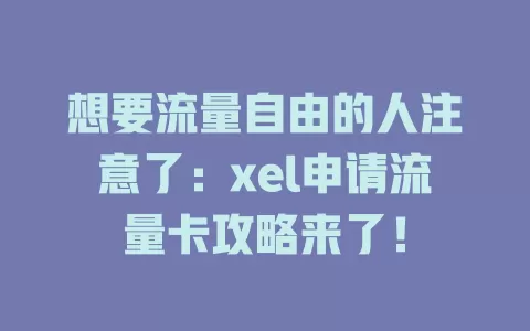 想要流量自由的人注意了：xel申请流量卡攻略来了！