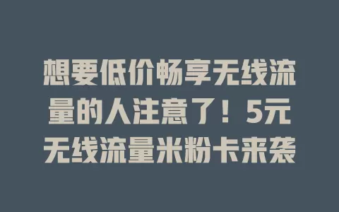想要低价畅享无线流量的人注意了！5元无线流量米粉卡来袭