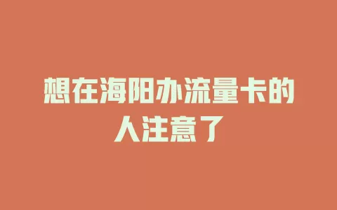 想在海阳办流量卡的人注意了