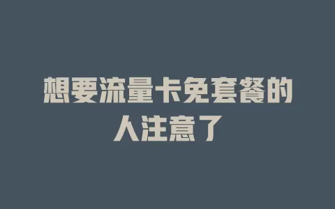 想要流量卡免套餐的人注意了