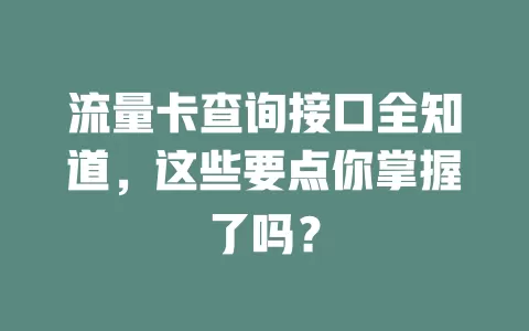 流量卡查询接口全知道，这些要点你掌握了吗？