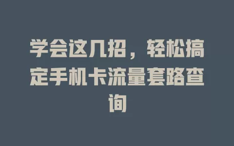 学会这几招，轻松搞定手机卡流量套路查询