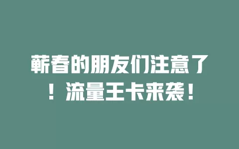 蕲春的朋友们注意了！流量王卡来袭！