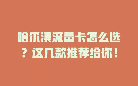 哈尔滨流量卡怎么选？这几款推荐给你！