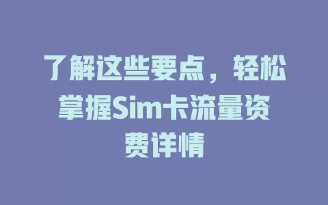 了解这些要点，轻松掌握Sim卡流量资费详情