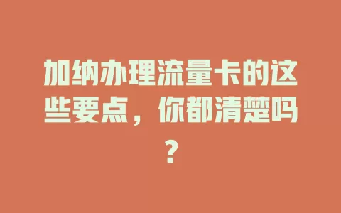 加纳办理流量卡的这些要点，你都清楚吗？